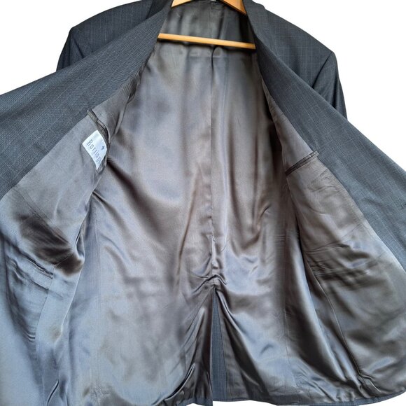 Barrington Premier Mens Suit Coat 44 Reg Dark Gray Worsted Wool Textured New - Picture 7 of 11